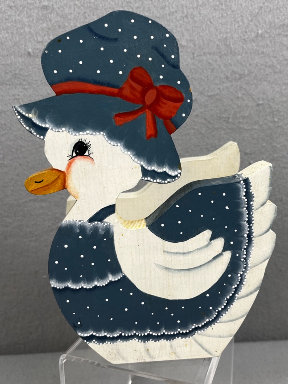 Vintage Wood Hand Painted Signed Laura Boyd Country Kitchen Goose Napkin Holder